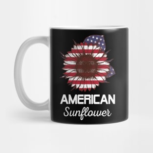 American Sunflower America Flag 4th July Mug